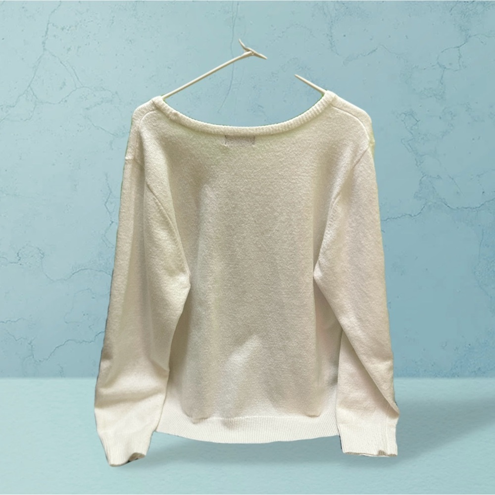Karl Lagerfeld White 'C'est La Vie' Sweater XL - Picture 3 of 10